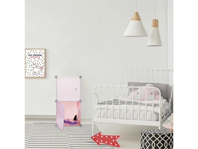 Lot de 2 Cubes Modulables "Rangement" 63cm Rose