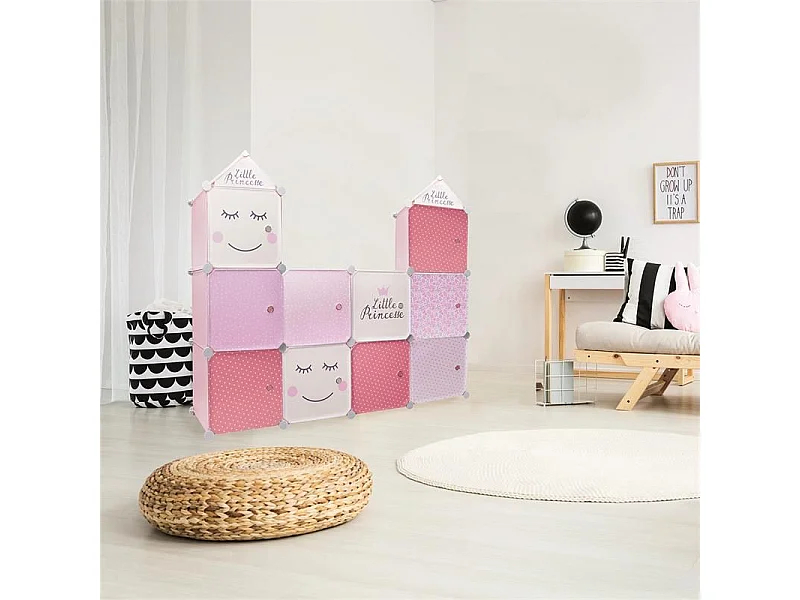 Lot de 2 Cubes Modulables "Rangement" 63cm Rose