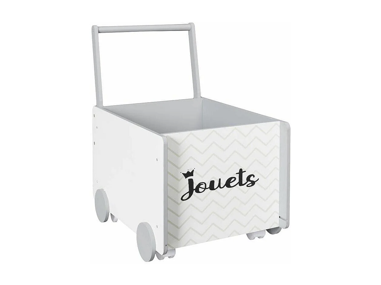 Chariot de Rangement Enfant "Jouets" 47cm Blanc