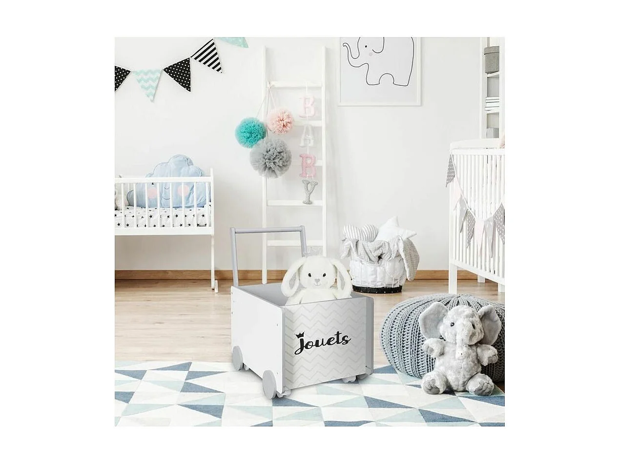 Chariot de Rangement Enfant "Jouets" 47cm Blanc
