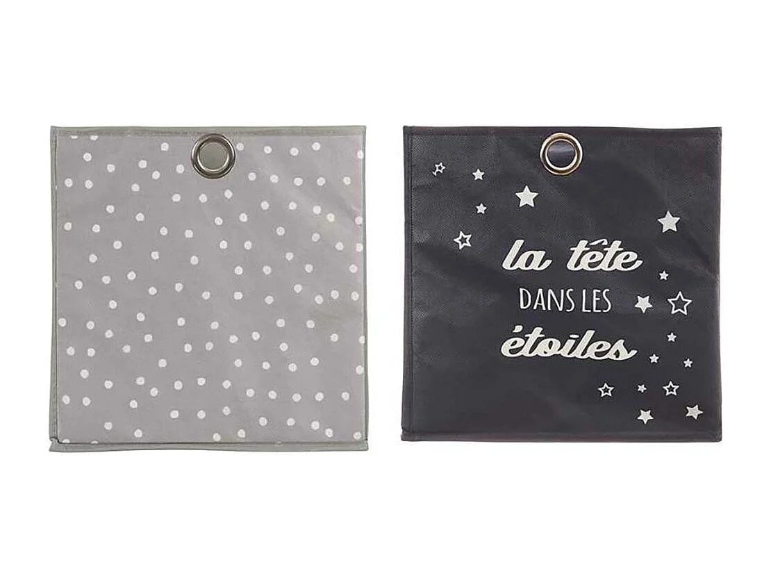 Cubes de rangement 30x30 cm (Lot de 2) Etoiles - Noir et gris