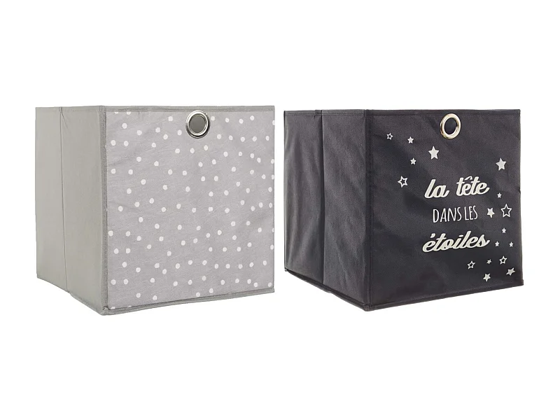 Cubes de rangement 30x30 cm (Lot de 2) Etoiles - Noir et gris