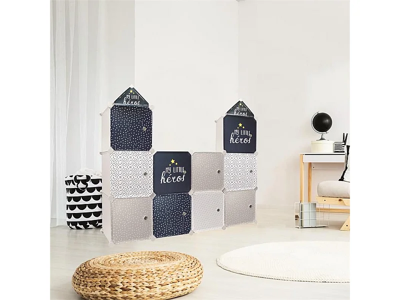 Lot de 2 Cubes Modulables "Rangement" 63cm Gris