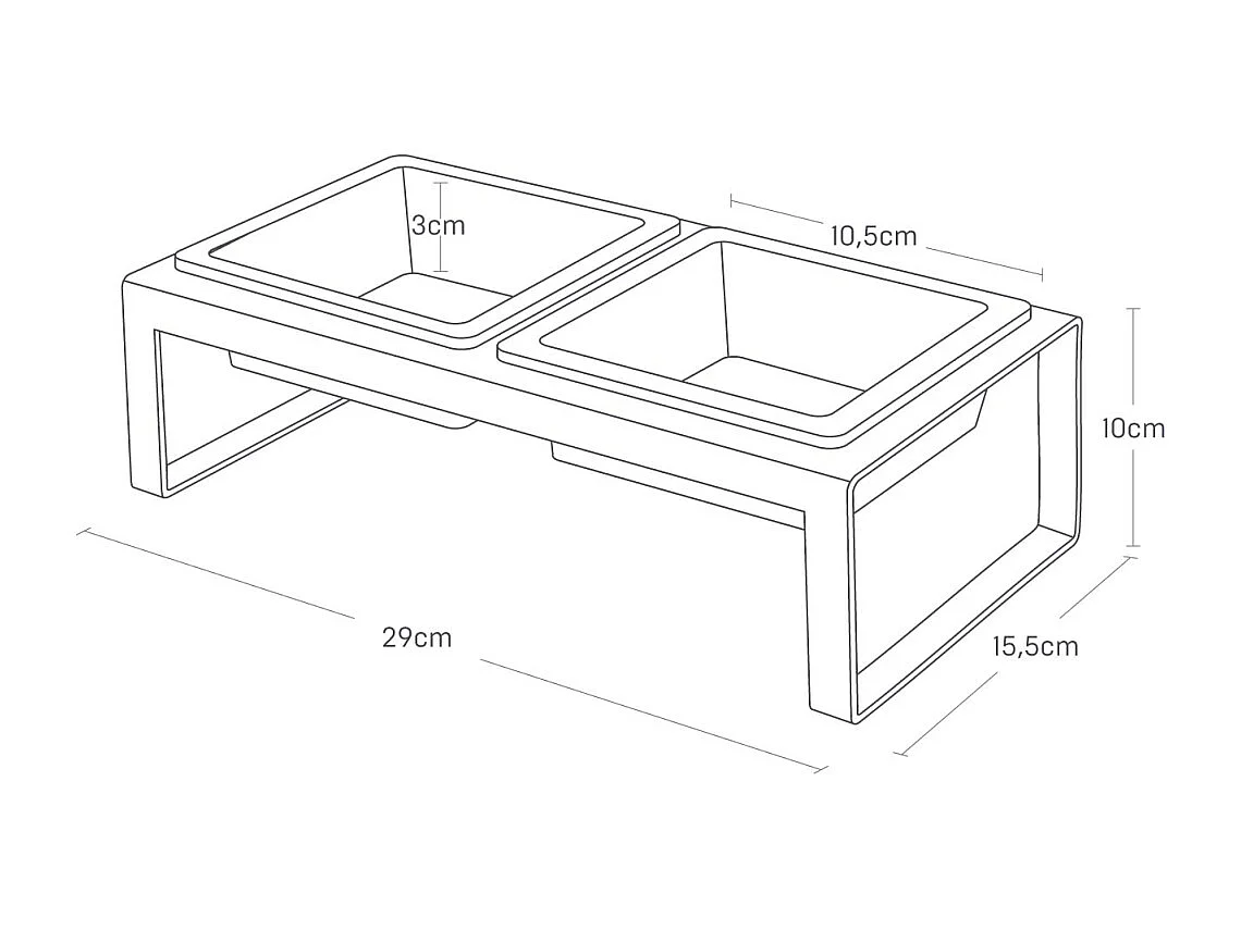 Double gamelle design surélevée pour chat Tower