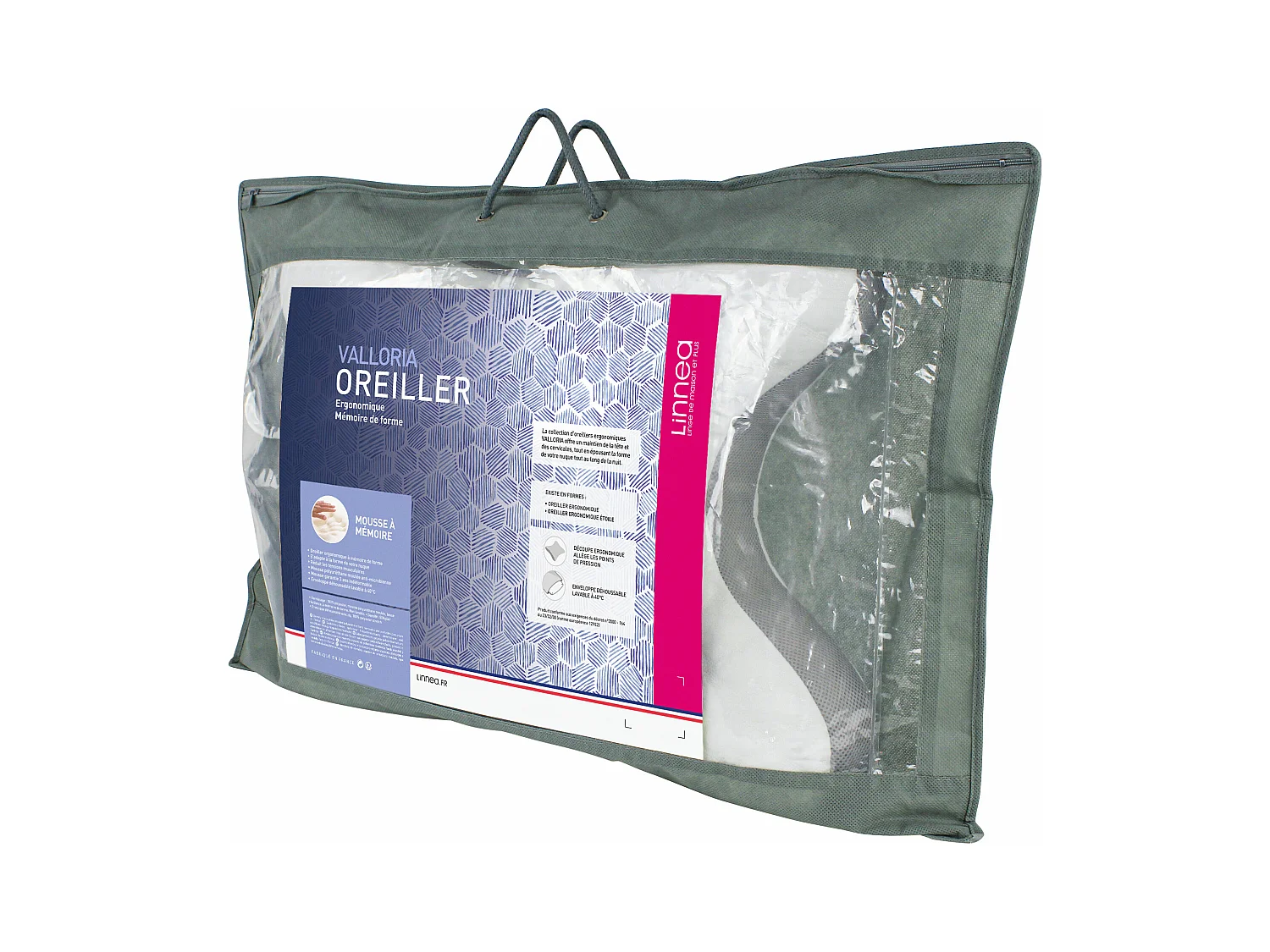 Oreiller ergonomique 55x42 cm VALLORIA mousse à mémoire de forme