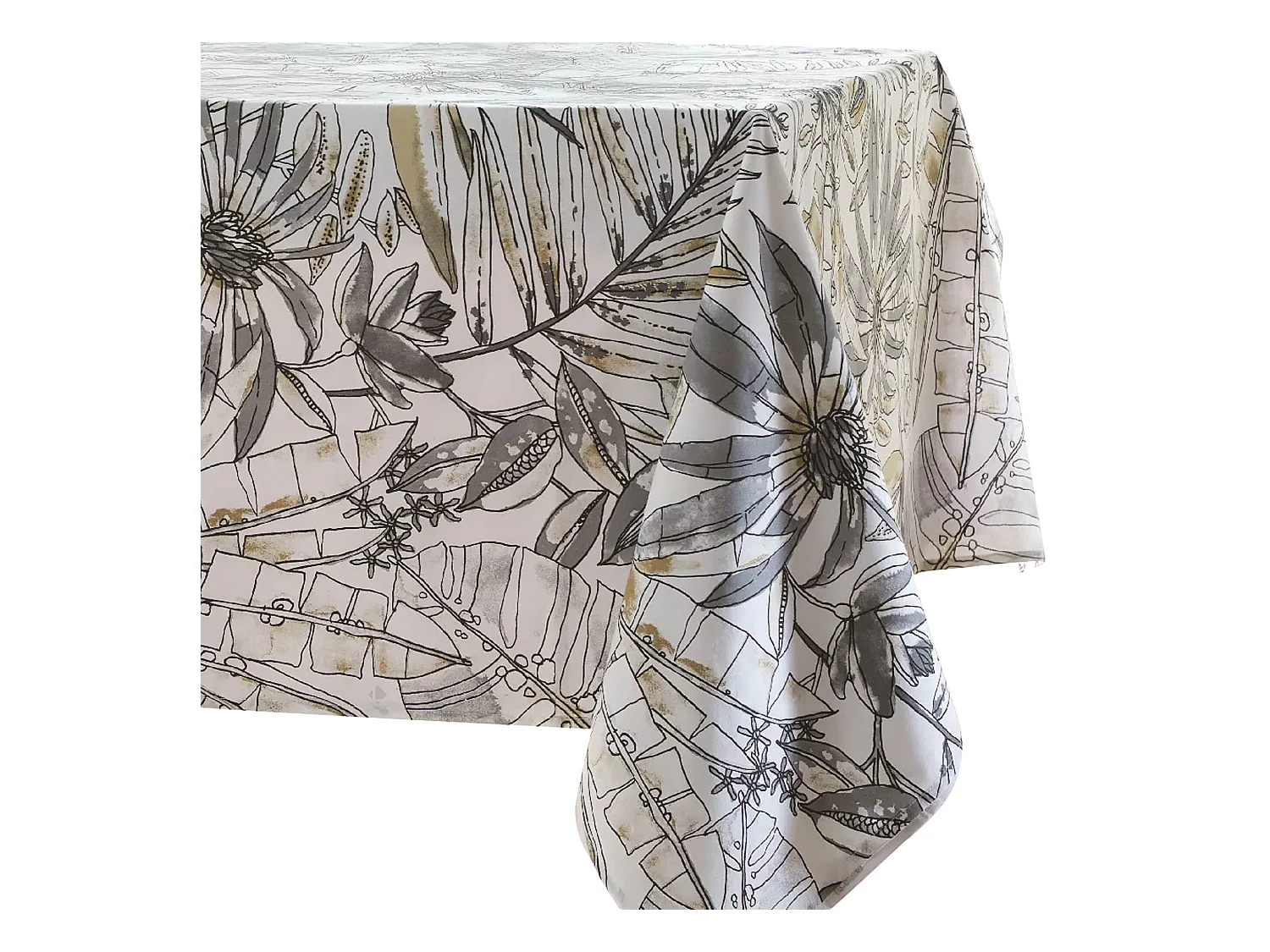 Nappe rectangle 160x200 cm BAHIA gris Fusain coton + enduction acrylique