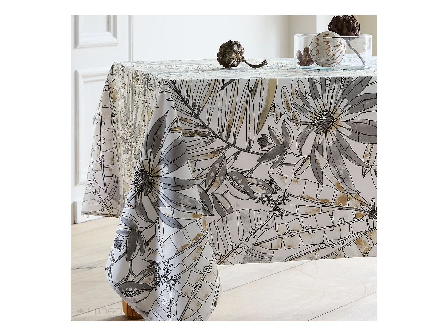 Nappe rectangle 160x200 cm BAHIA gris Fusain coton + enduction acrylique
