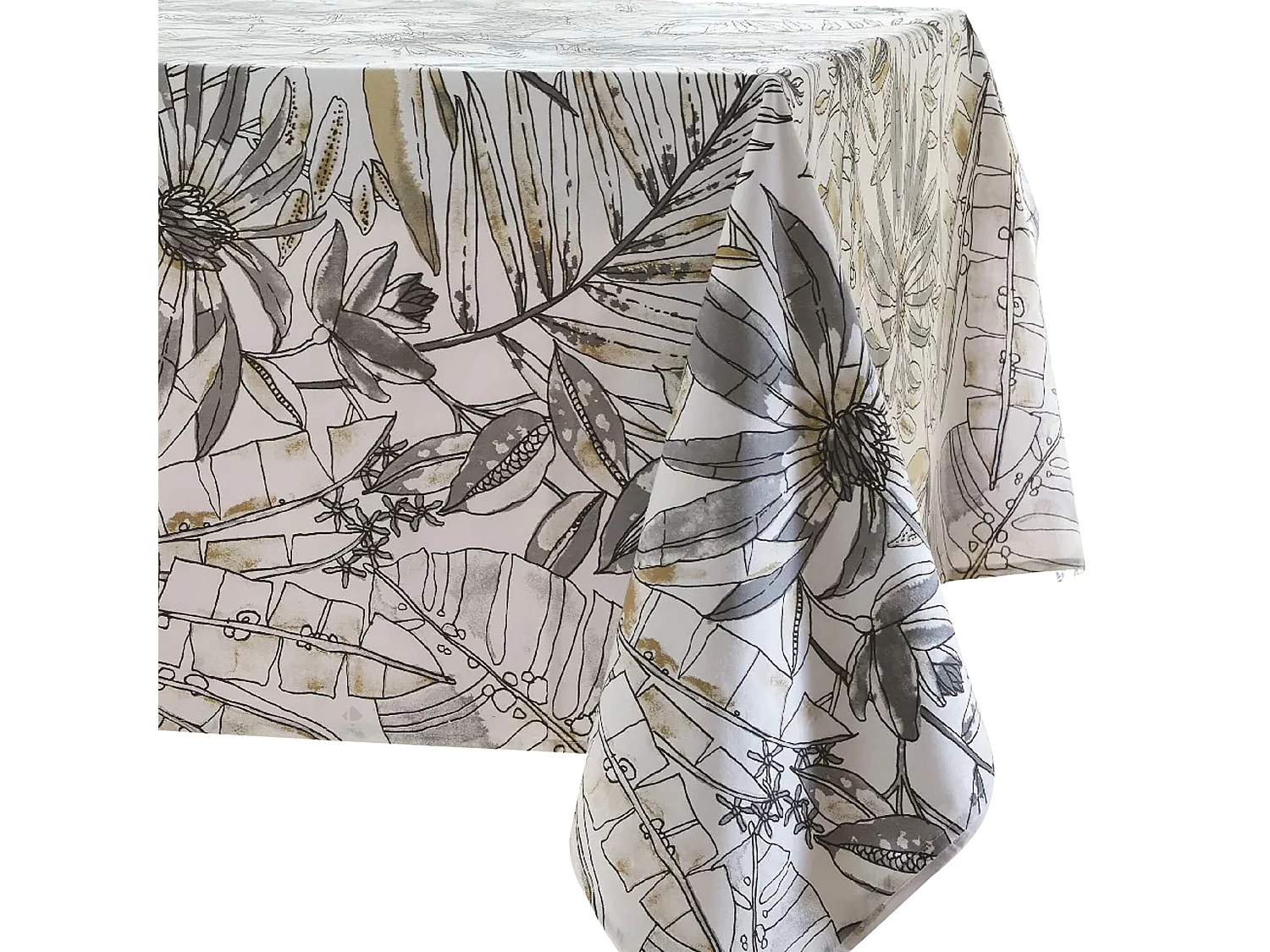 Nappe rectangle 160x350 cm BAHIA gris Fusain coton + enduction acrylique