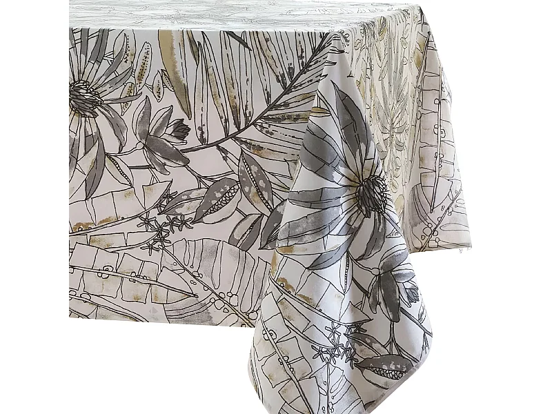 Nappe rectangle 160x250 cm BAHIA gris Fusain coton + enduction acrylique