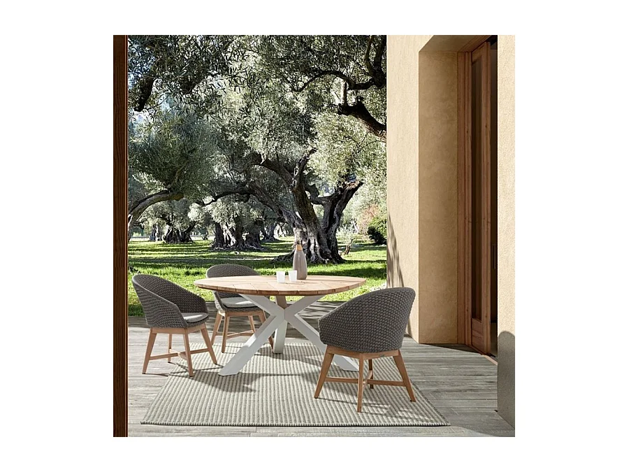 Table de jardin 8 places PALMDALE blanc