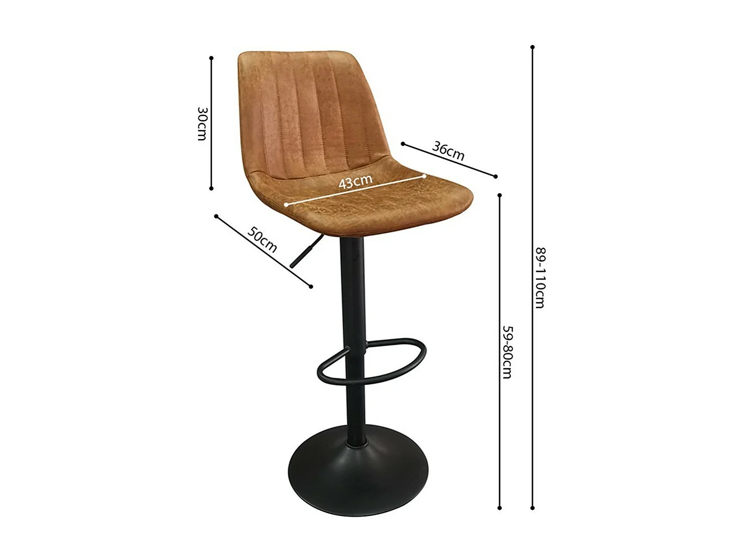 Vintage stijl barkruk in cognackleur. Collectie BELFAST.