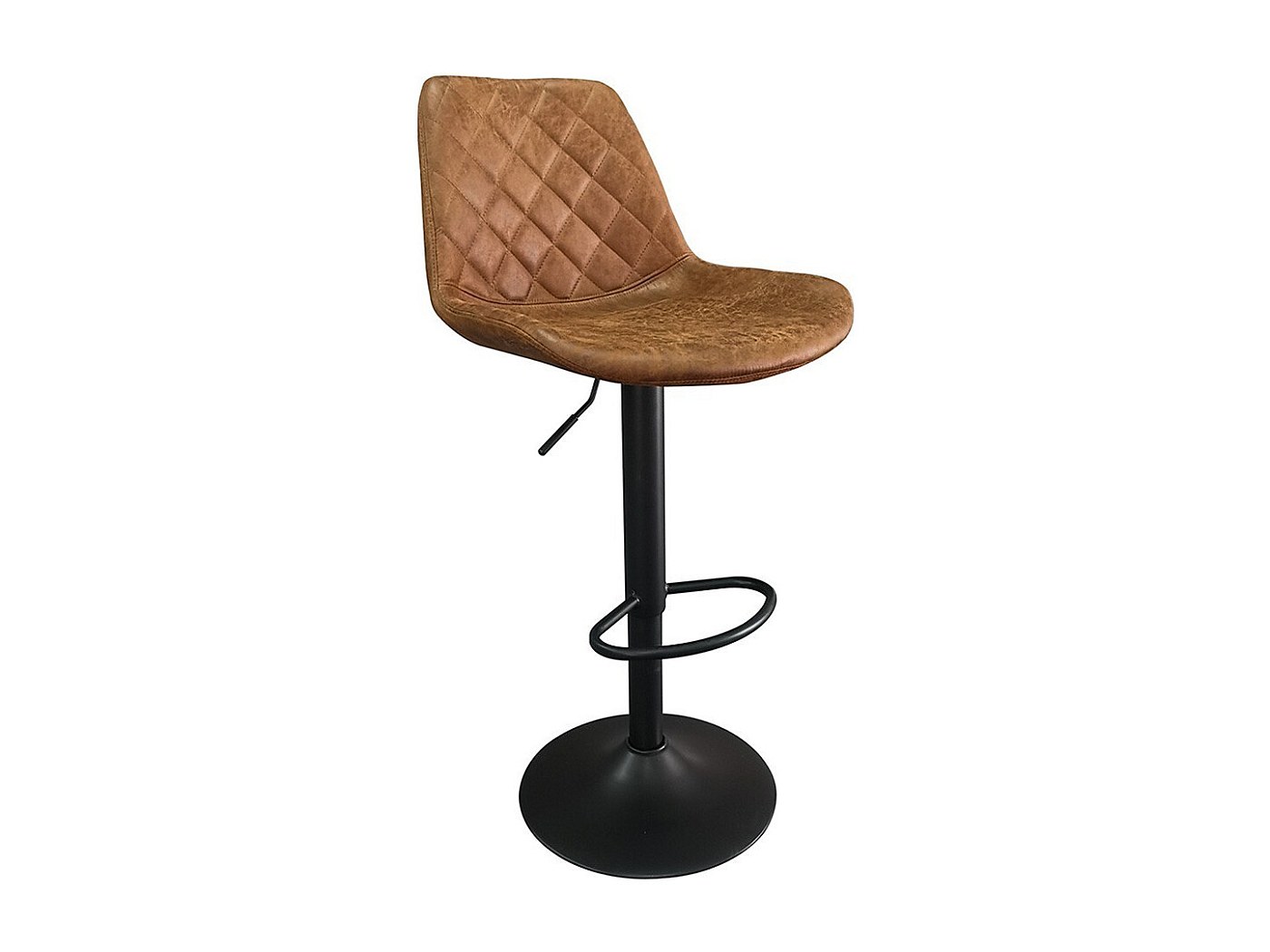 Sgabello Da Bar Apollo Regolabile In Altezza - Colore Marrone, Seduta In Ecopelle Con Cuciture, Design Retrò, Base Girevole 360°