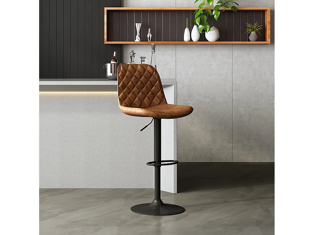 Vintage stijl barkruk in cognackleur. Collectie HOLLA.