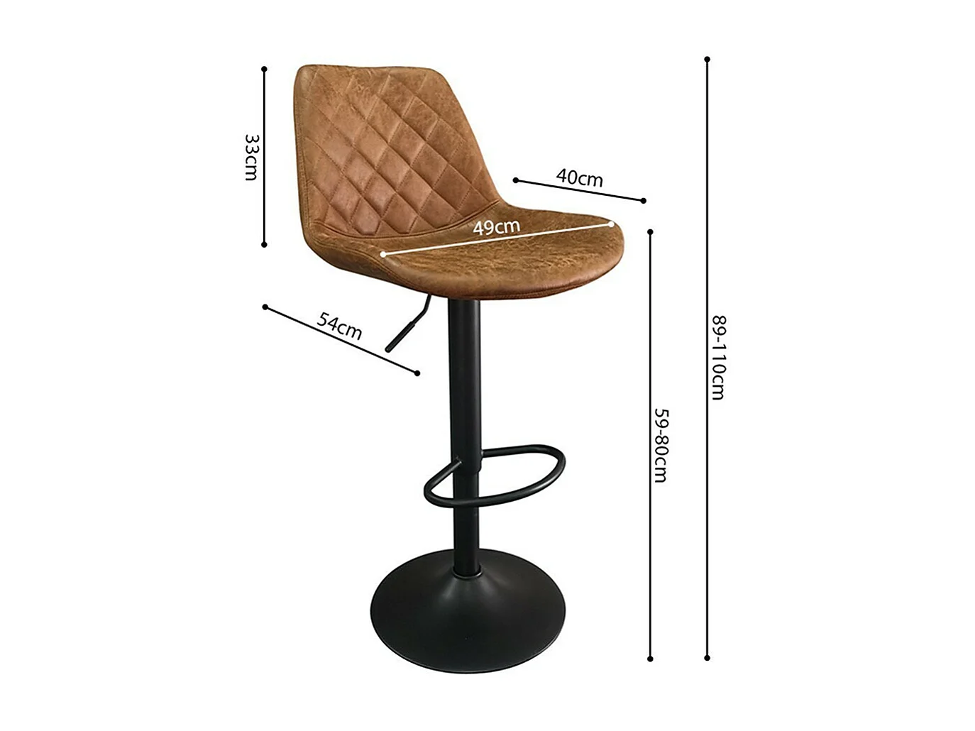 Vintage stijl barkruk in cognackleur. Collectie HOLLA.