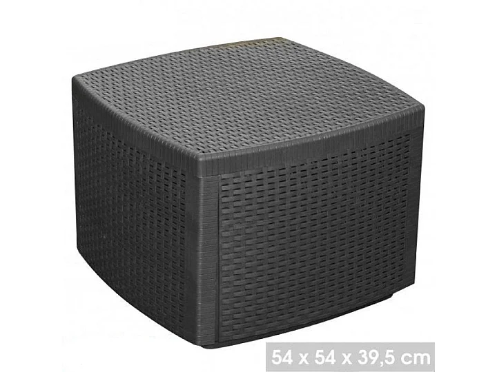 Table Coffre De  Jardin  - Effet Rotin - 53 X 53 X 40 Cm