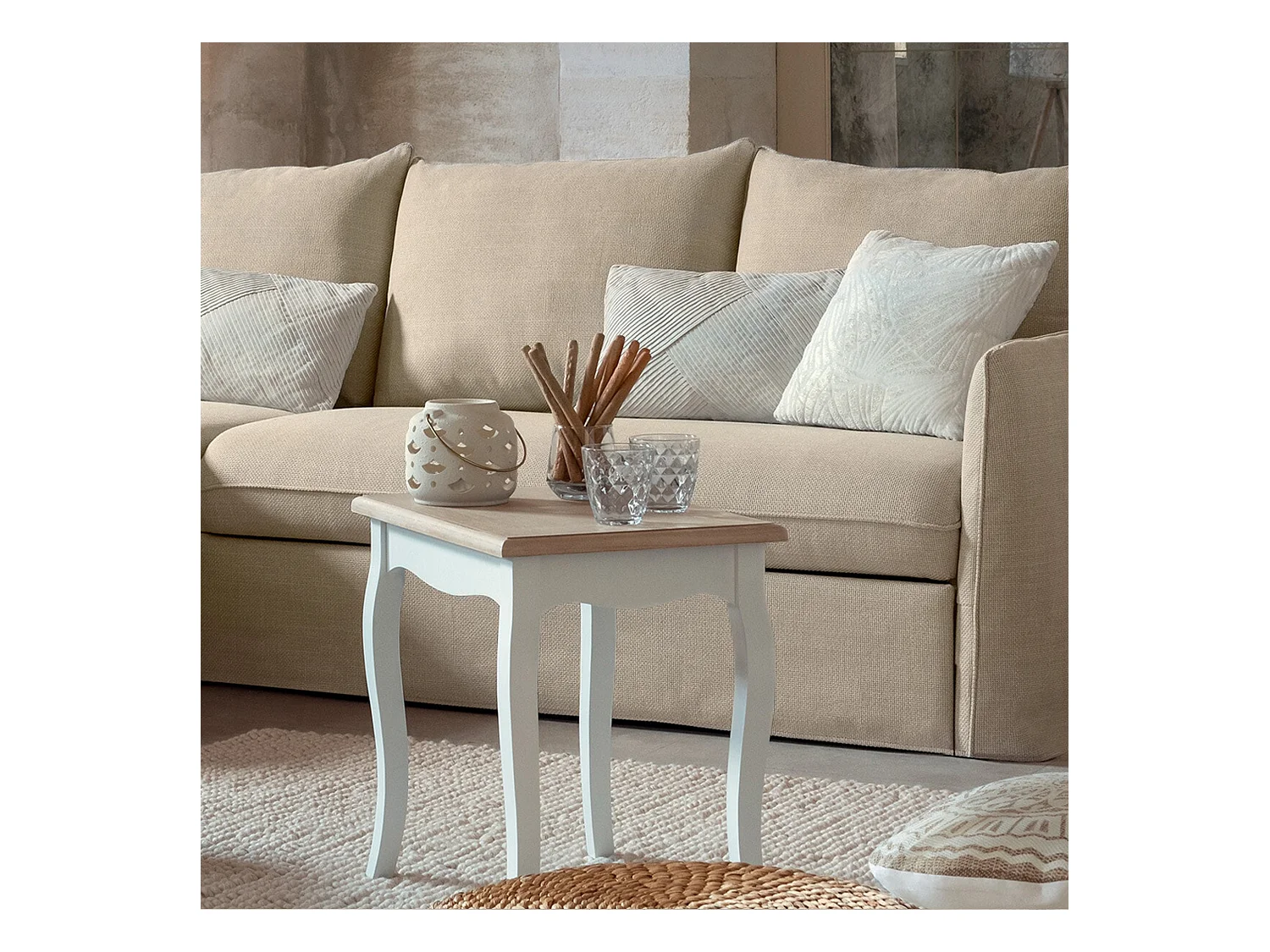 Set De 2 Tables D'appoint Coloris Blanc Dimensions L. 60 X P. 38 X H. 22,5"
