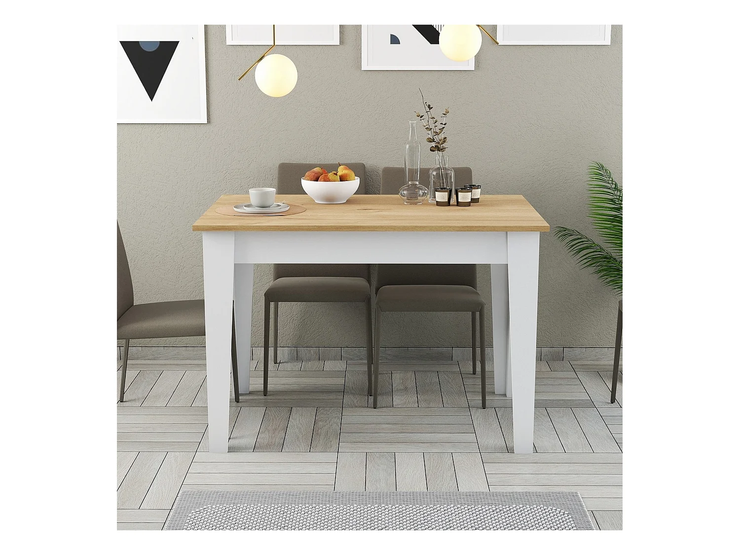 Table De Cuisine, 100% Aggloméré Plaqué Mélamine, Couleur Blanche. Dimensions 110 x75 x 72 cm