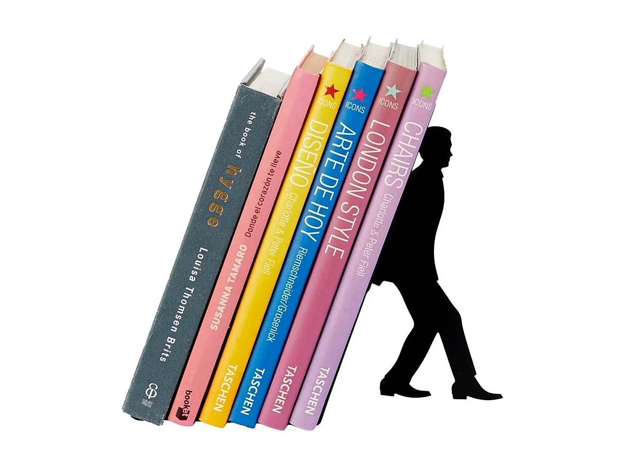 Sujetalibros de metal negro Too Many Books