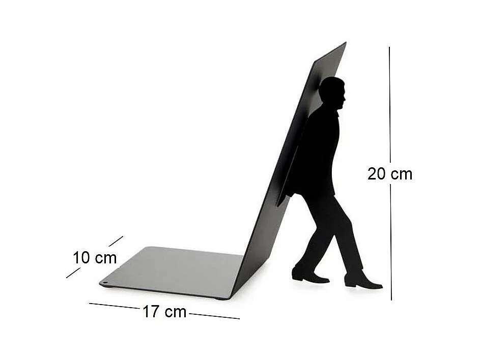 Sujetalibros de metal negro Too Many Books