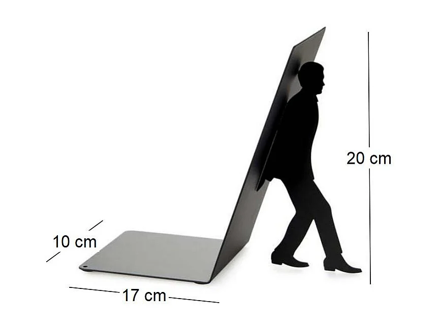 Sujetalibros de metal negro Too Many Books