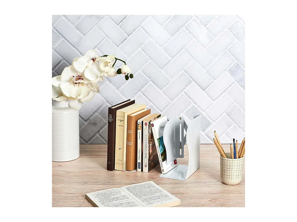 Serre-Livre Extensible "Books" 9-46cm Blanc