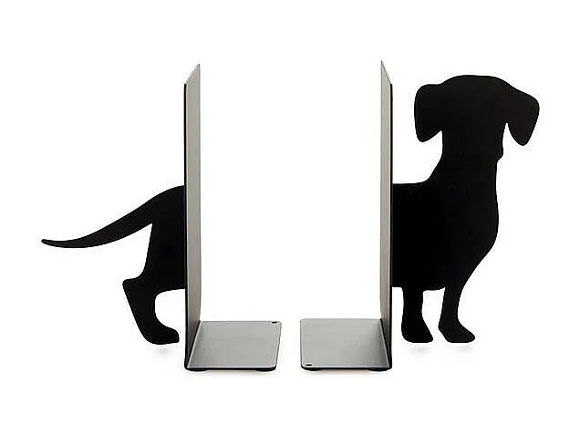Serre-livres en métal noir Animaux Teckel