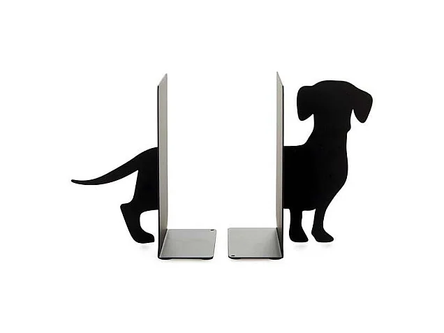 Serre-livres en métal noir Animaux Teckel