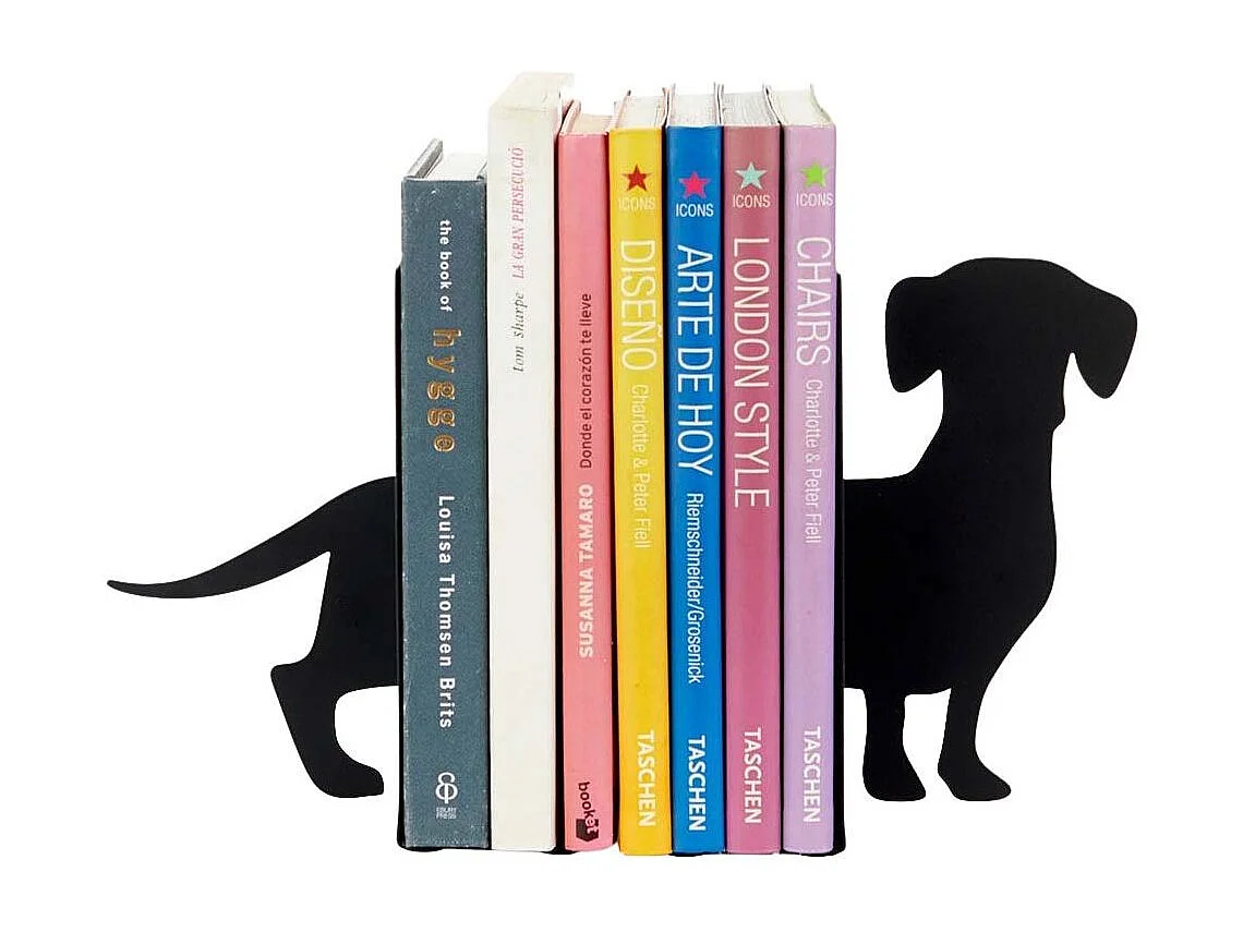 Serre-livres en métal noir Animaux Teckel
