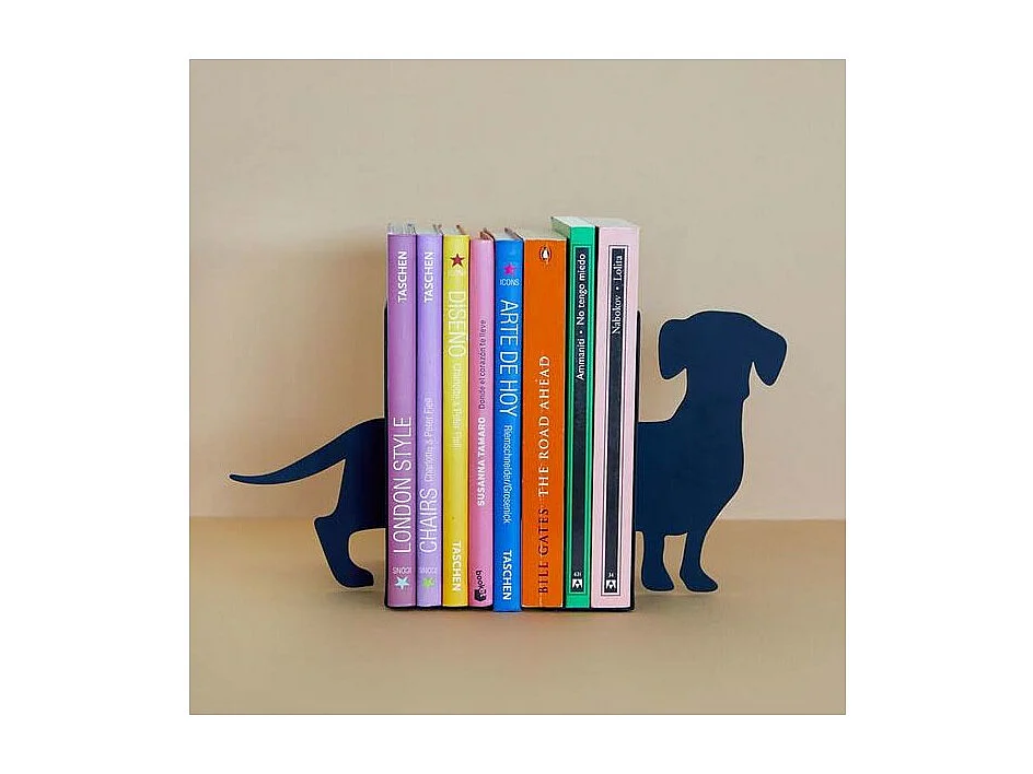 Serre-livres en métal noir Animaux Teckel