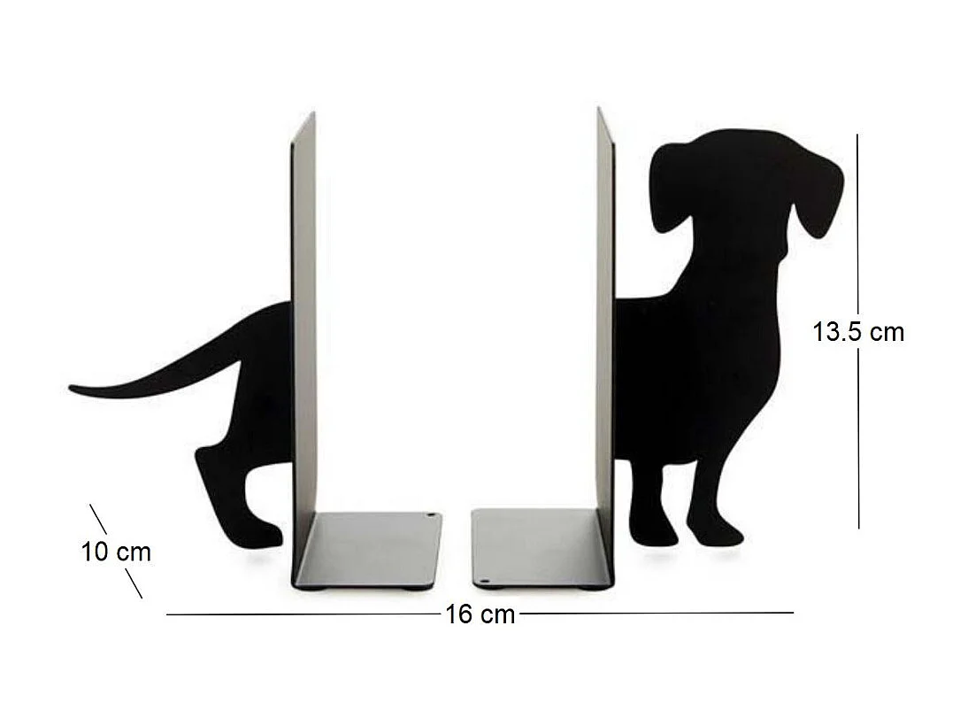 Serre-livres en métal noir Animaux Teckel