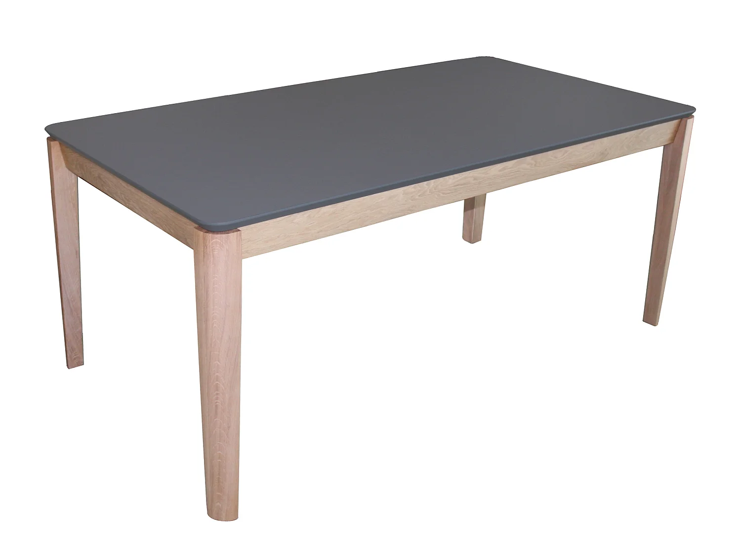 Table de repas rectangulaire chêne massif et fénix gris, 8 personnes - 180L x 100P