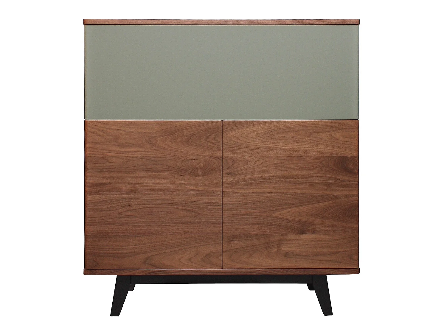 Vaisselier noyer naturel massif et laqué, 2 portes , 1 abattant - 100L x 46P