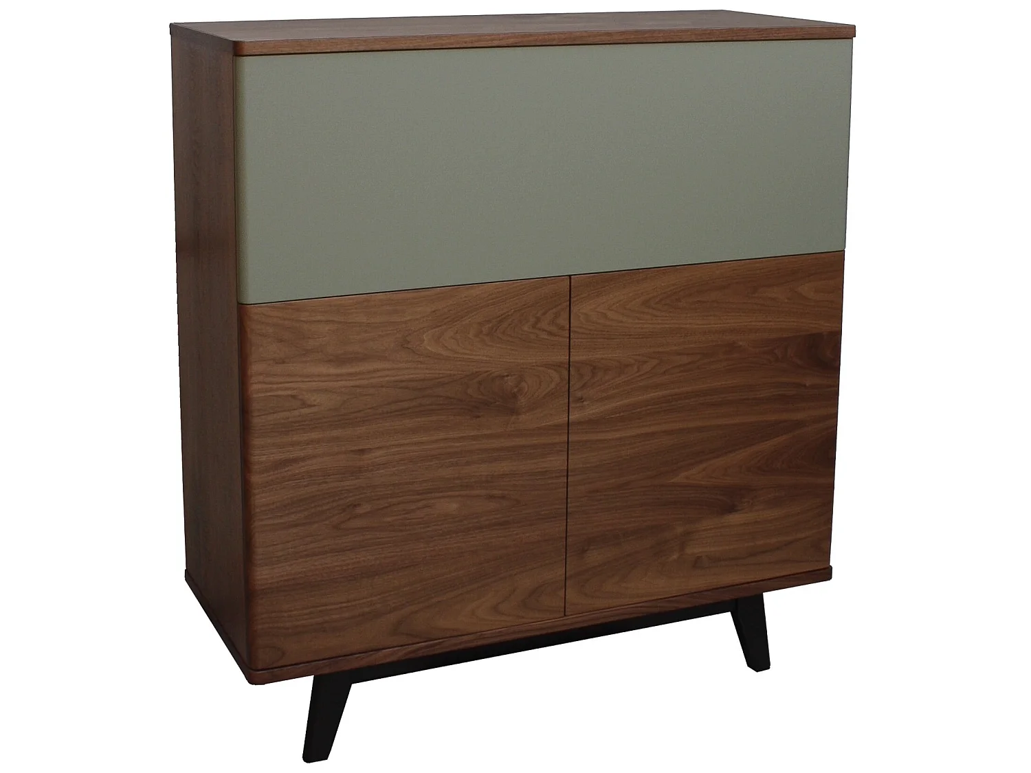 Vaisselier noyer naturel massif et laqué, 2 portes , 1 abattant - 100L x 46P