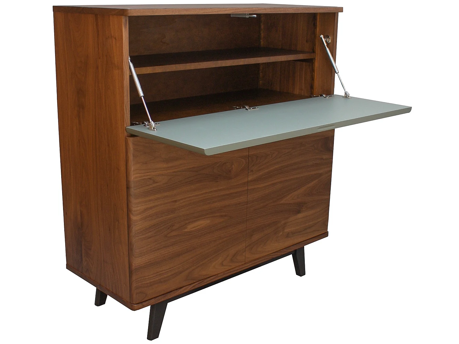 Vaisselier noyer naturel massif et laqué, 2 portes , 1 abattant - 100L x 46P