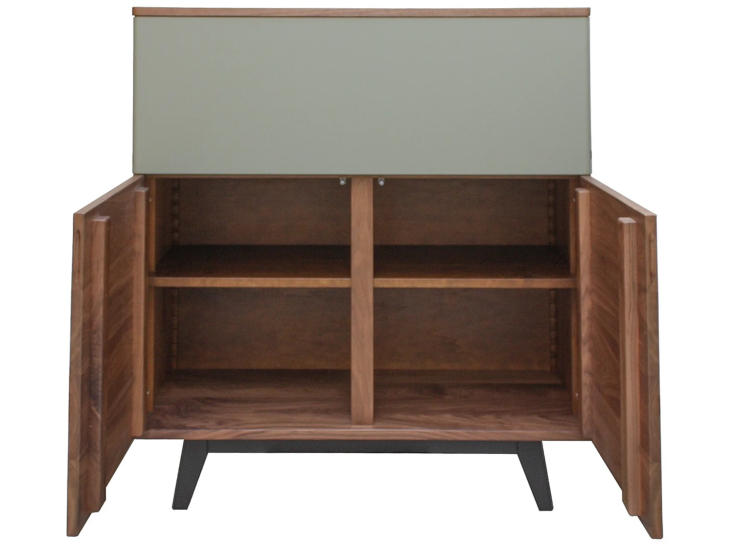 Vaisselier noyer naturel massif et laqué, 2 portes , 1 abattant - 100L x 46P