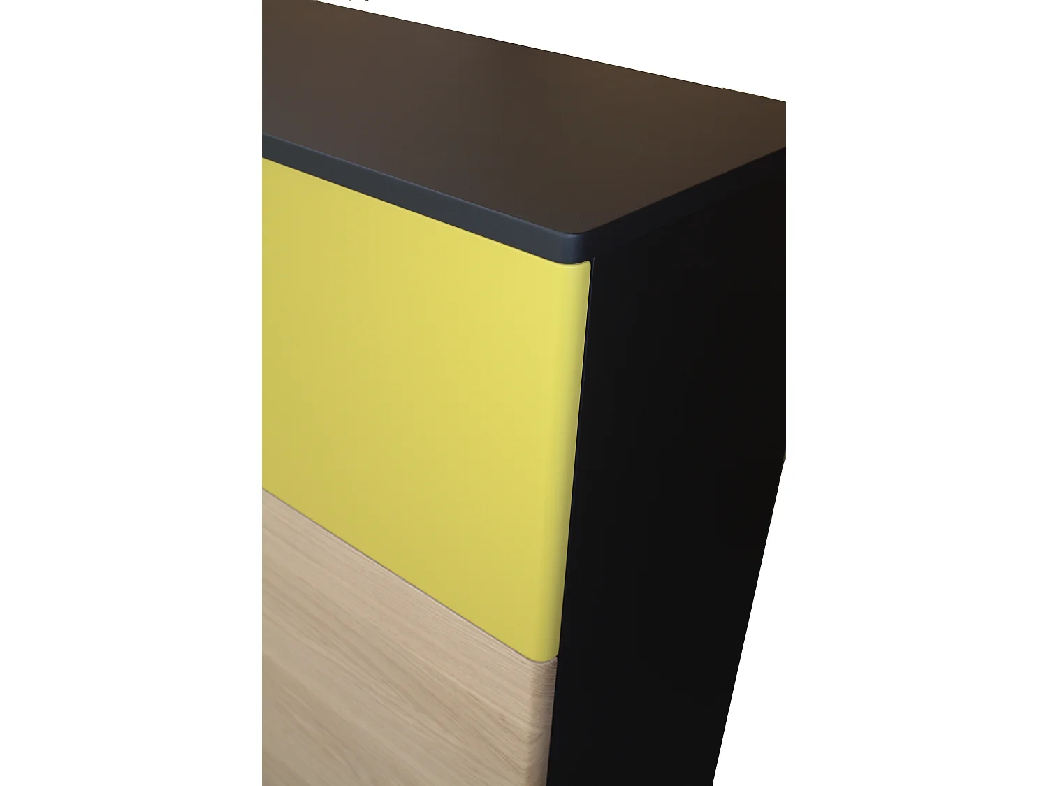 Vaisselier laqué et chêne blanchi massif, 3 portes , 1 abattant - 165L x 46P