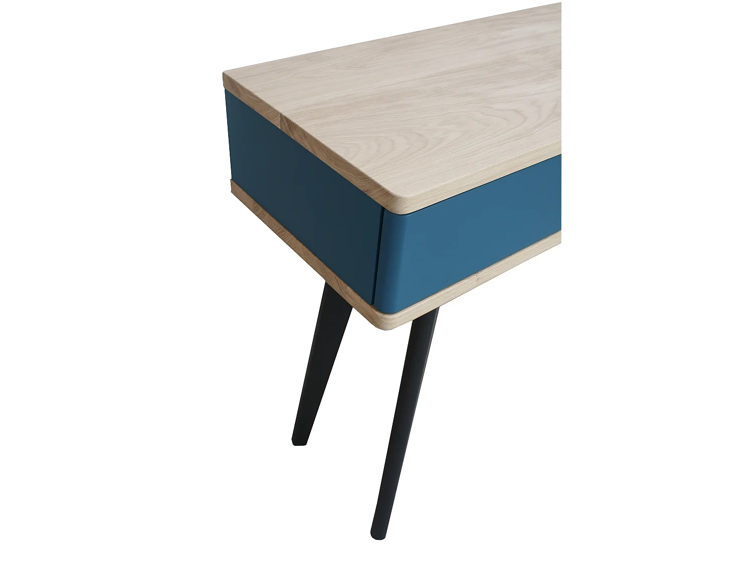 Console chêne blanchi massif et laqué, 2 tiroirs - 120L x 42P