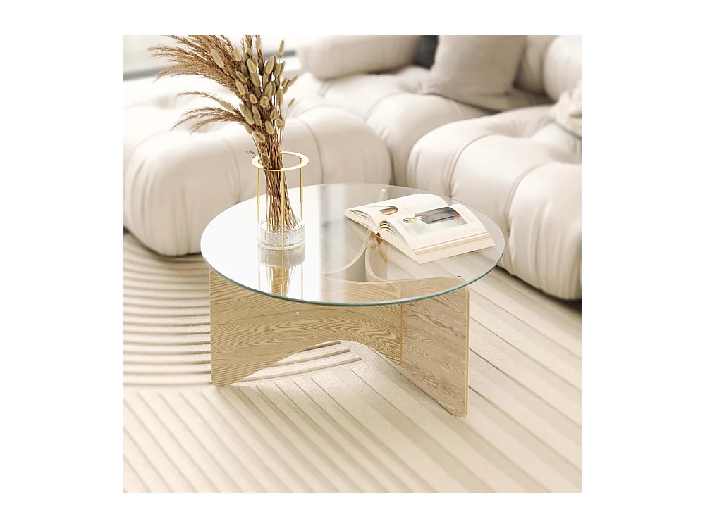 Table basse en bois et verre Madera