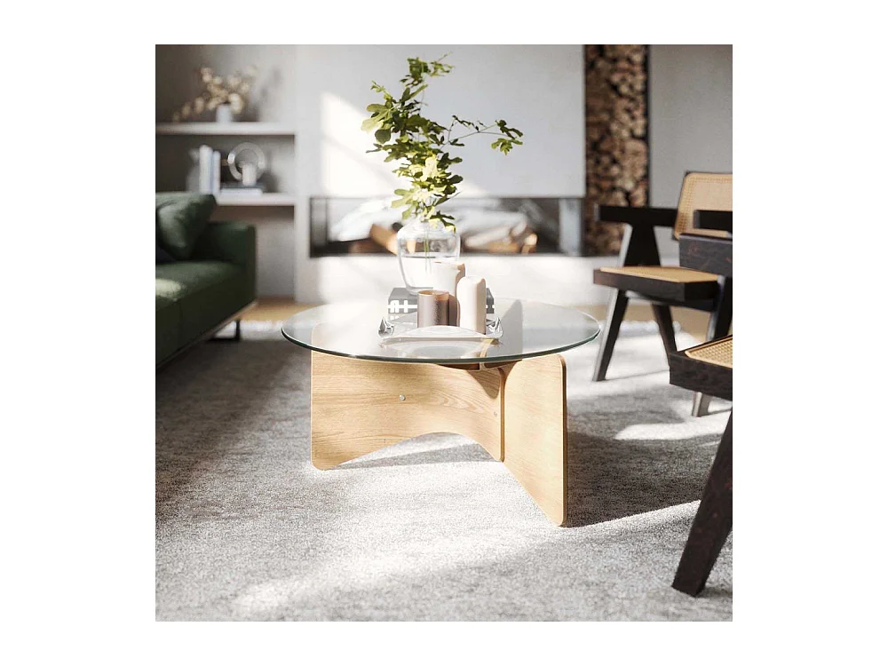 Table basse en bois et verre Madera