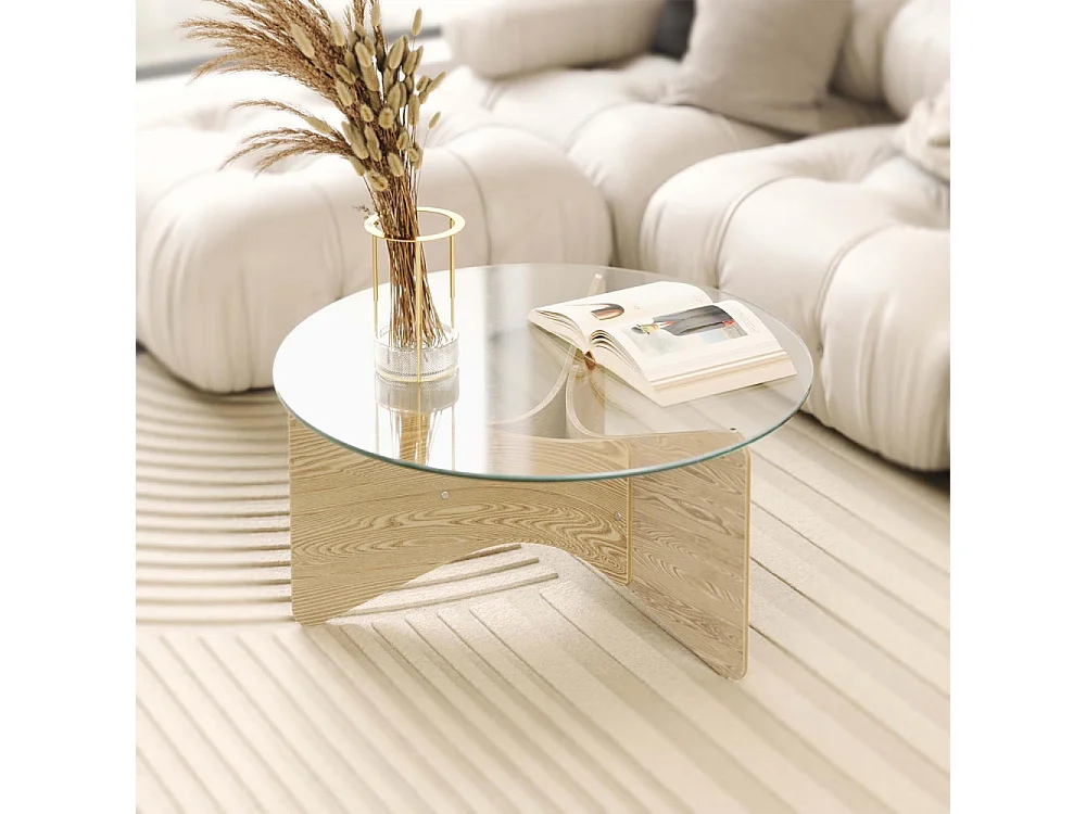 Table basse en bois et verre Madera