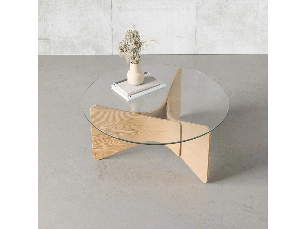Table basse en bois et verre Madera
