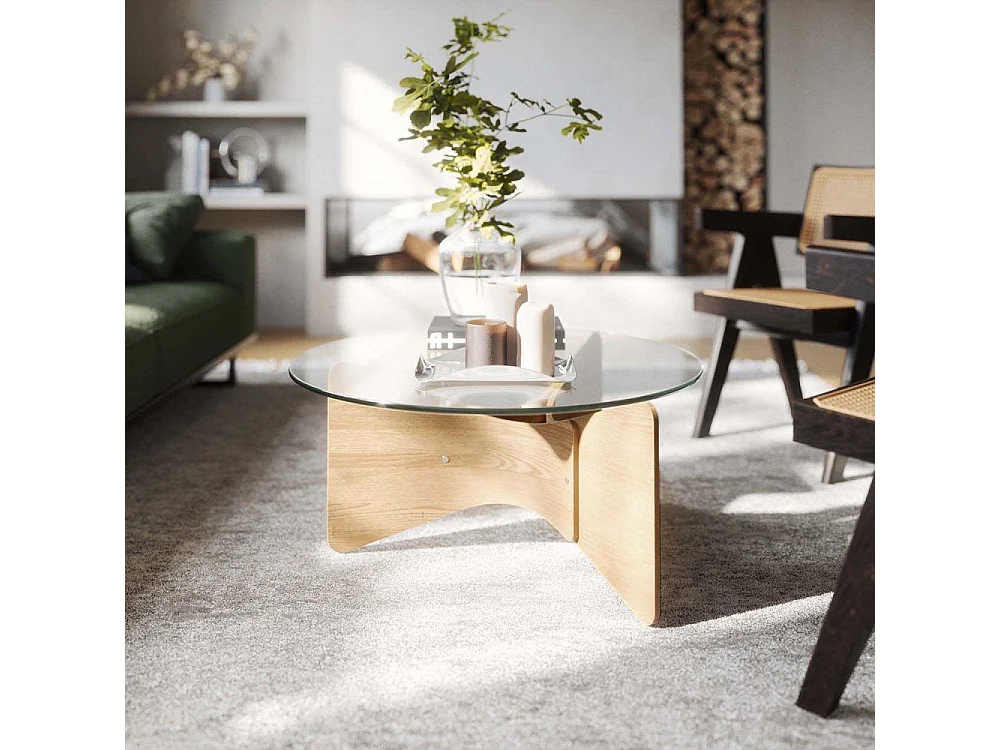 Table basse en bois et verre Madera