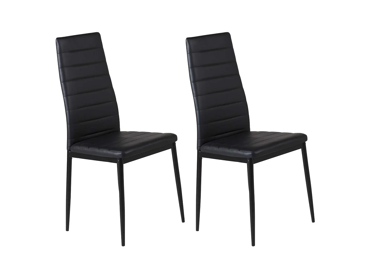 Chaise dossier haut en acier et polyuréthane noir Slim (Lot de 2)
