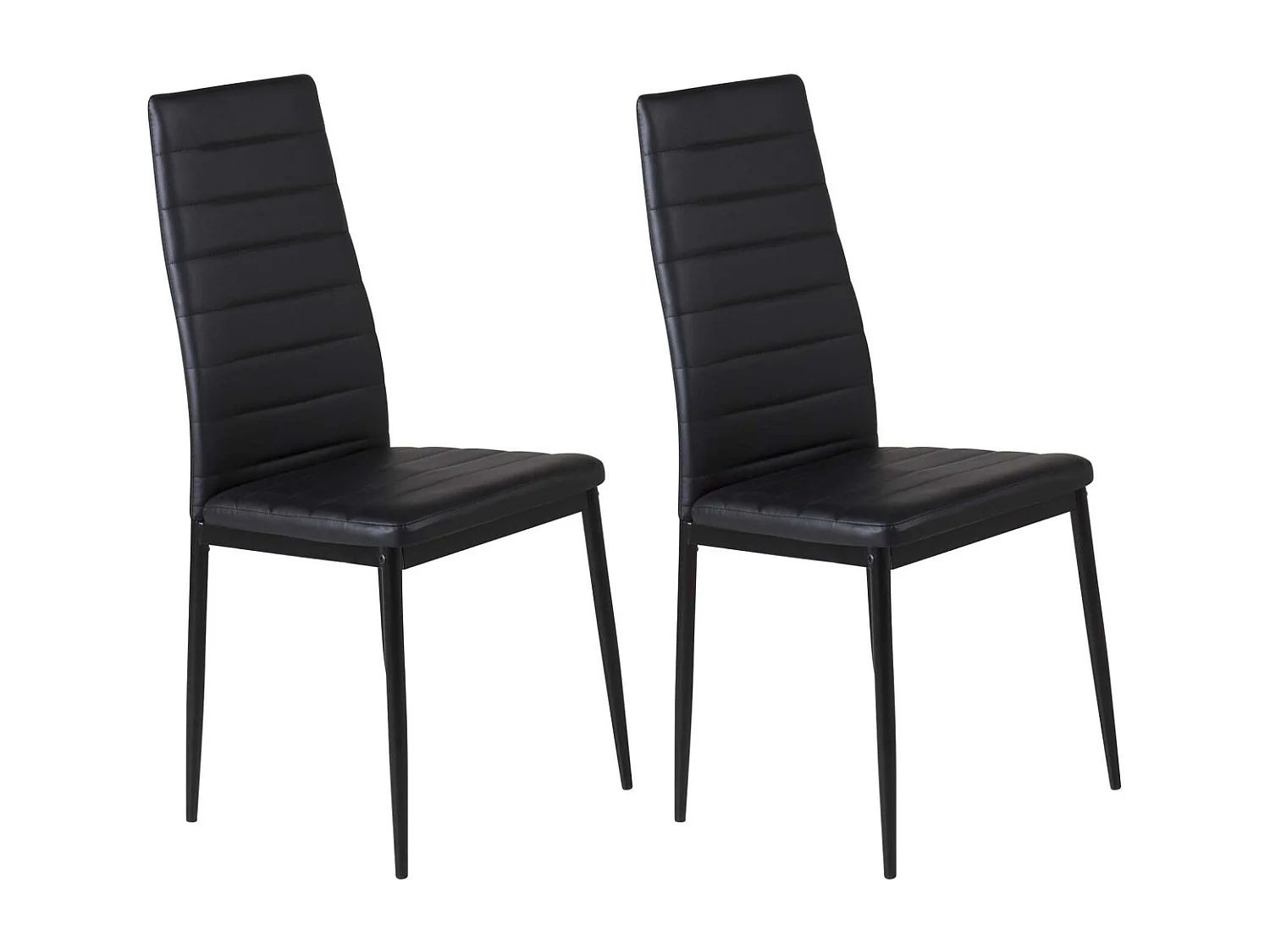 Chaise dossier haut en acier et polyuréthane noir Slim (Lot de 2)