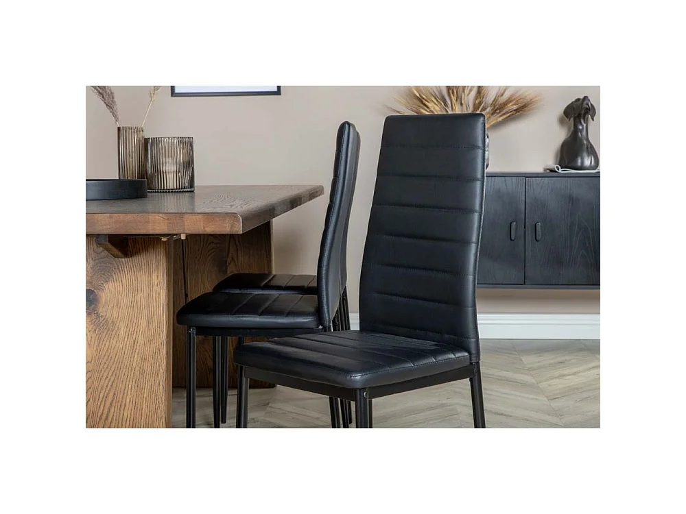 Chaise dossier haut en acier et polyuréthane noir Slim (Lot de 2)