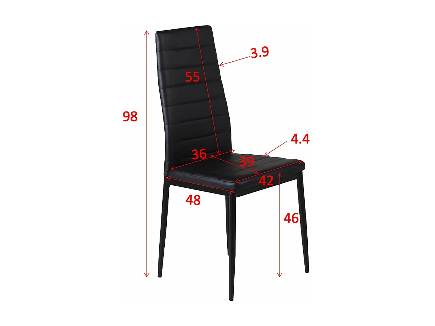 Chaise dossier haut en acier et polyuréthane noir Slim (Lot de 2)