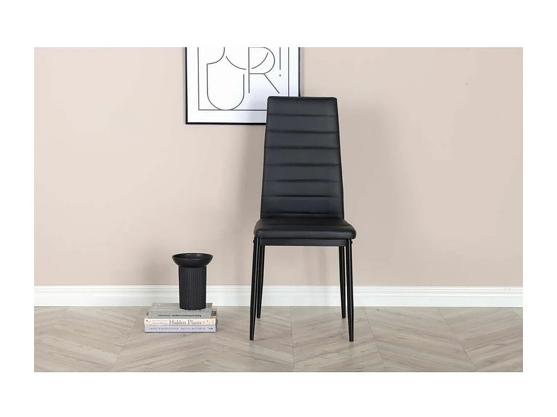 Chaise dossier haut en acier et polyuréthane noir Slim (Lot de 2)