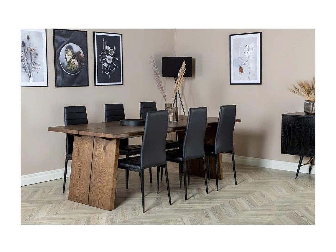 Chaise dossier haut en acier et polyuréthane noir Slim (Lot de 2)