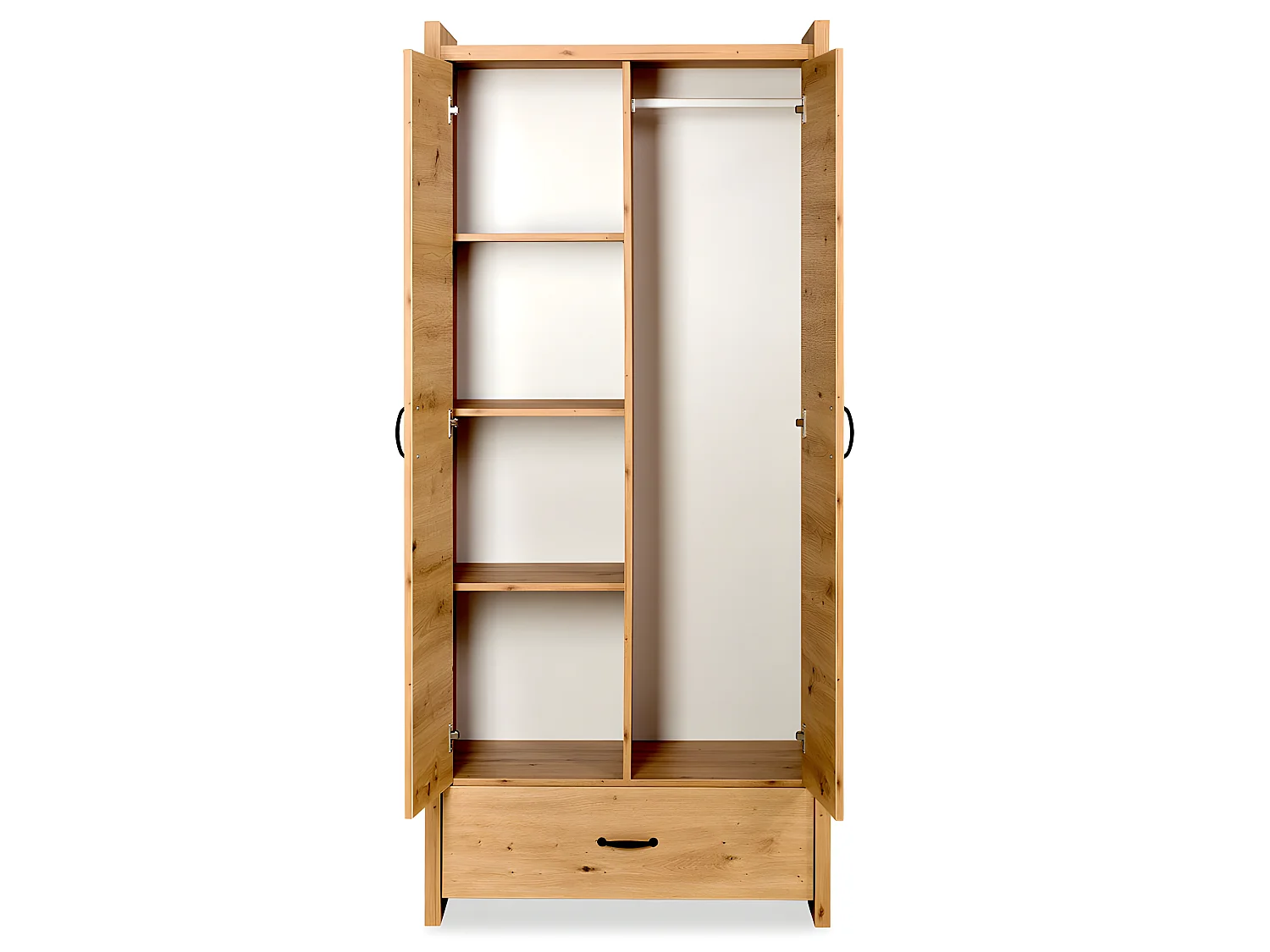 MINEA | Armoire ELISA L. 84 cm Imitation Chêne | 2 portes + 1 tiroir