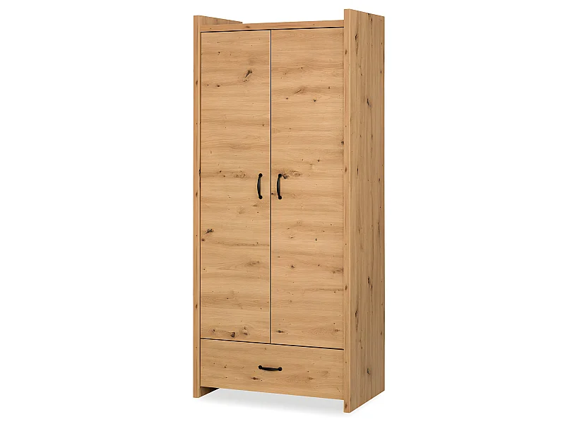 MINEA | Armoire ELISA L. 84 cm Imitation Chêne | 2 portes + 1 tiroir